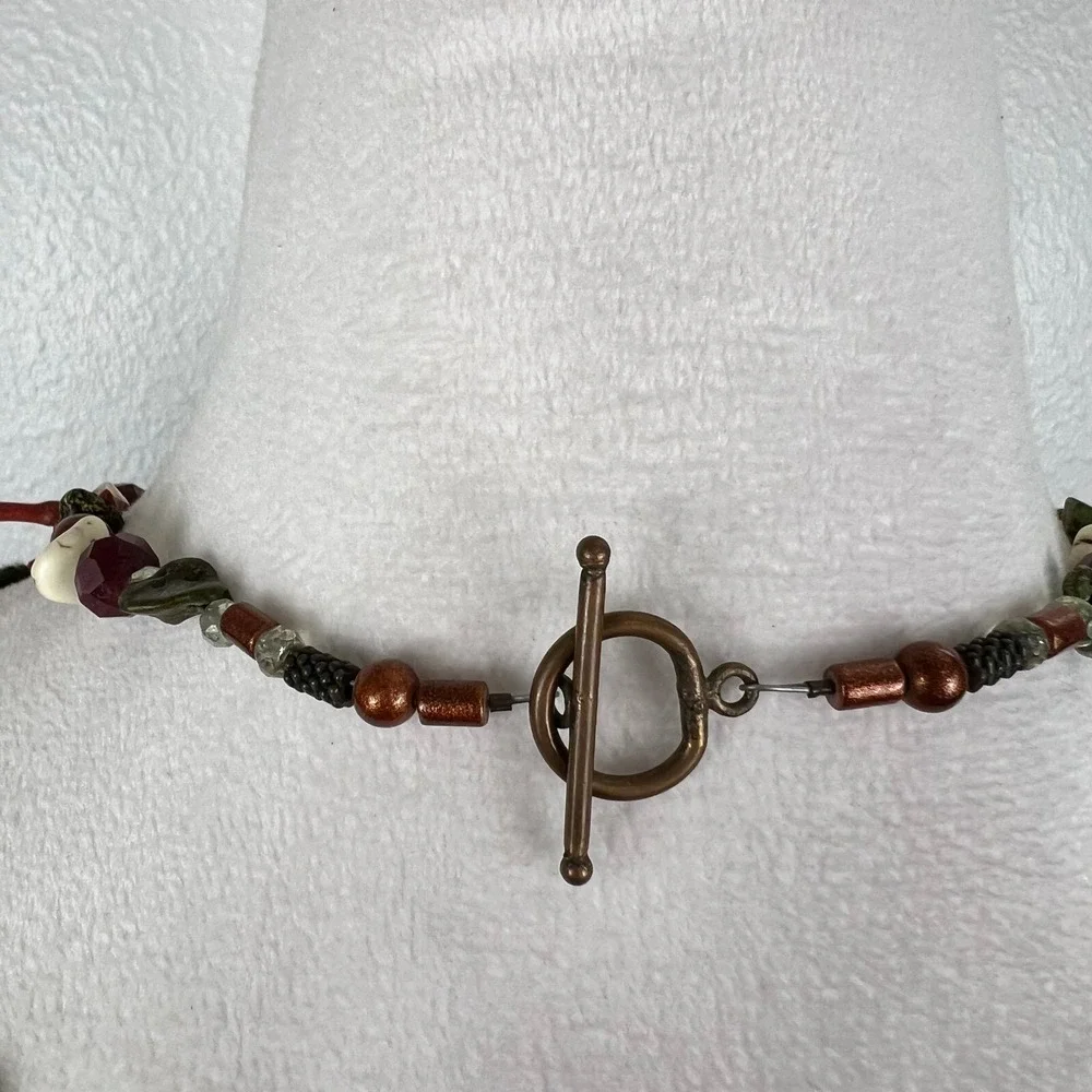 Western Cowboy Boot Enamel Pendant Beaded Necklace Texas Southwestern Style 23in